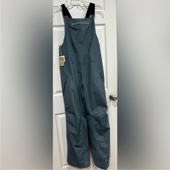 Patagonia Women's L Large Insulated Powder Town Ski Bibs Nouveau Green Grey NWT - Picture 1 of 15